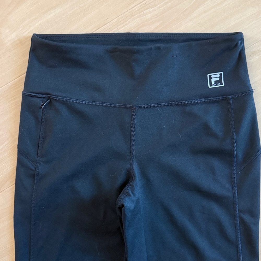 WOMENS FILA FLARED LEG PULL ON ATHLETIC FIT PANTS BLACK HIGH WAISTED SIZE SMALL - Picture 3 of 11